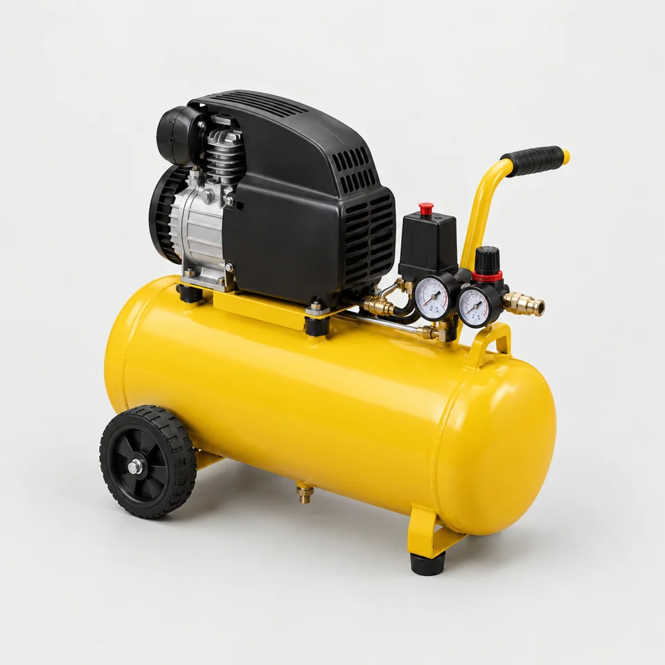 Compressor de ar com reservatório. Ilustração da categoria, não do anúncio.