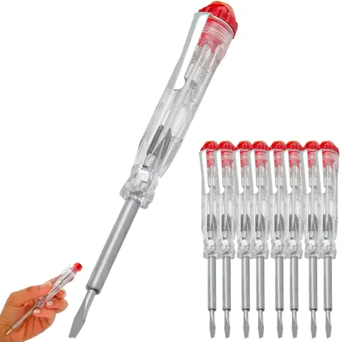 Foto do anúncio: Kit 10 Chave Teste Energia100 A 500V 7cm Transparente Com Luz Indicativa Tensão Residência Comércio