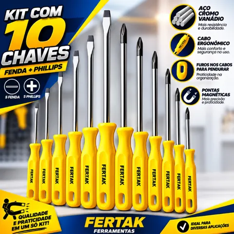 Foto do anúncio: Kit 10 Chave de Fenda E Phillips Profissional Jogo De Chaves Magnéticas Resistente Envio Imediato