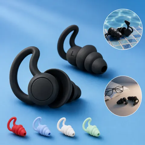 Foto do anúncio: Kit Tampão de Ouvido Protetor Auricular Silicone 3 Camadas Redução Ruído Reutilizável Isolamento Acústico Perfeito+Case