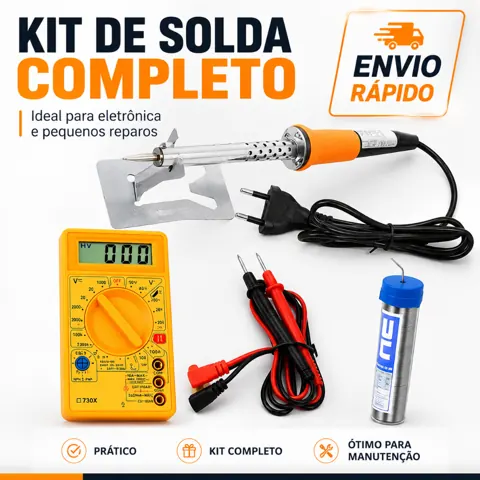 Foto do anúncio: Kit Ferro de Solda 110V ou 220V + Multímetro + Solda 10g Envio Rápido