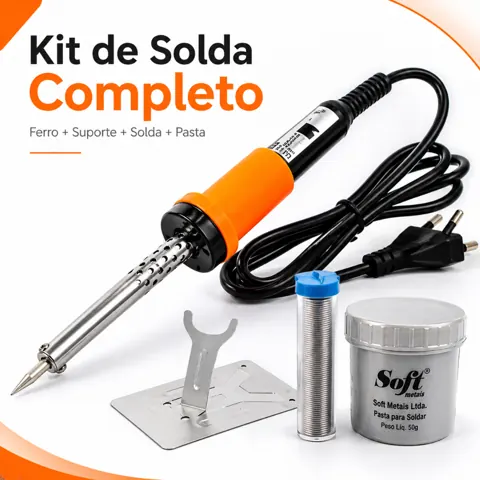 Foto do anúncio: Ferro de Solda 110V ou 220V + Pasta e Tubo de Solda Kit Completo Envio Rápido