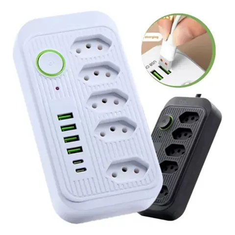 Foto do anúncio: Extensão Tomadas com USB e TypeC Universal Bivolt 110v/220v 2500W Power 2m Filtro De Linha Segurança
