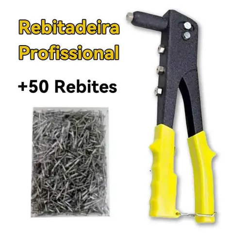 Foto do anúncio: Rebitadeira Manual Profissional Alicate Rebitador 9,5 pol 24cm 4 Bicos + 50 Rebites