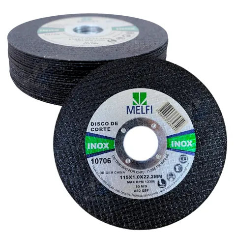 Foto do anúncio: Kit 5, 10 ou 20 Disco de Corte Fino 115mm x 1,0mm Aço Inox Ferro Metal Para Esmerilhadeira 4.1/2
