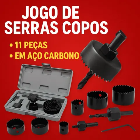 Foto do anúncio: Kit jogo Serra copo profissional maleta 11 peças e 6 peças madeira e gesso, material aço carbono.