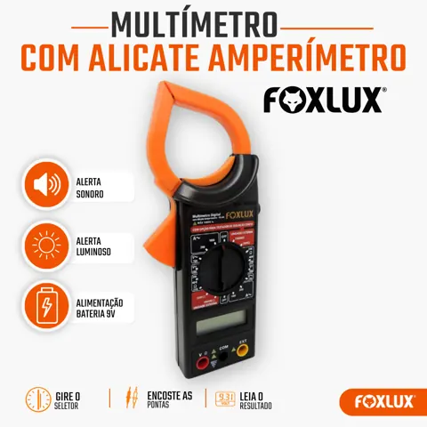 Foto do anúncio: Alicate Amperímetro Digital Foxlux Multímetro Corrente e Tensão 1000A