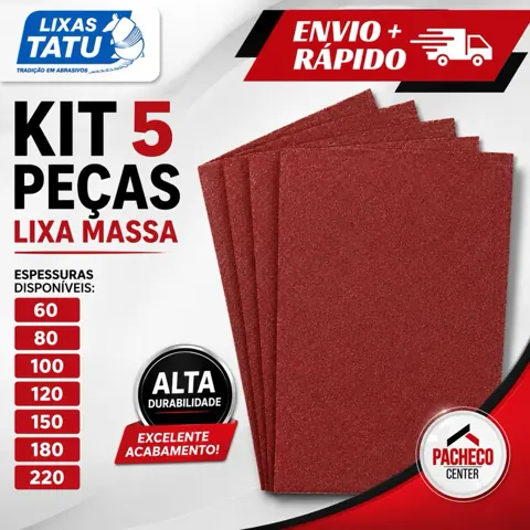 Foto do anúncio: Lixa Massa Kit 5 Unidades Parede Reboco Massa Corrida Gesso 60 A 220 - Lixas Tatu