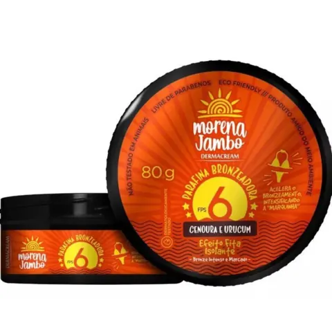 Foto do anúncio: Parafina Bronzeadora Morena Jambo FPS6 Cenoura e Urucum Efeito Fita Isolante 80g - Dermacream