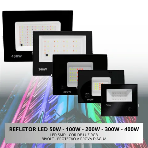 Foto do anúncio: Refletor Led Holofote Rgb Colorido 50w/100w/200w/300w/400w Bivolt C/ Controle