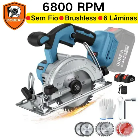 Foto do anúncio: Serra Circular Sem Fio 6800 RPM Profissional Brushless 6 Lâminas + 2 4.0ah Baterias 127/220V | DOBEVI | Madeira e Pedra