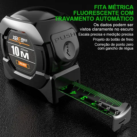 Foto do anúncio: Fita Métrica Aço Inoxidável 7.5/10m carbono De Alta Precisão trena Profissional Fluorescente Trava