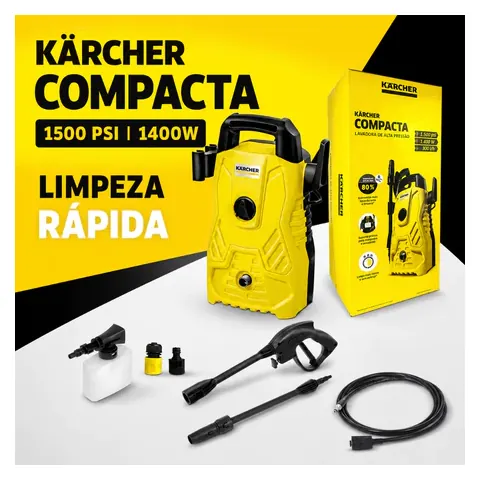 Foto do anúncio: Lavadora de Alta Pressão 1500 PSI 1400W 300L/h Kärcher Compacta com Aplicador de Detergente Kärcher