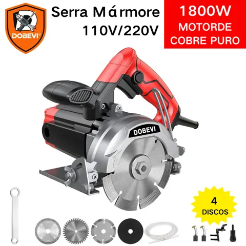 Foto do anúncio: 1800W Serra Marmore Mármore Concreto Profissional-Corta Piso Refrigeração Regulagem+ 4 Discos Dobevi