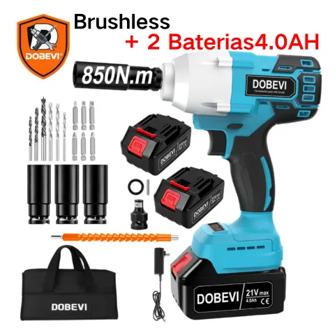 Foto do anúncio: Chave de Impacto Profissional 850Nm Brushless 21V + 2 Baterias 4.0Ah Kit Completo Dobevi