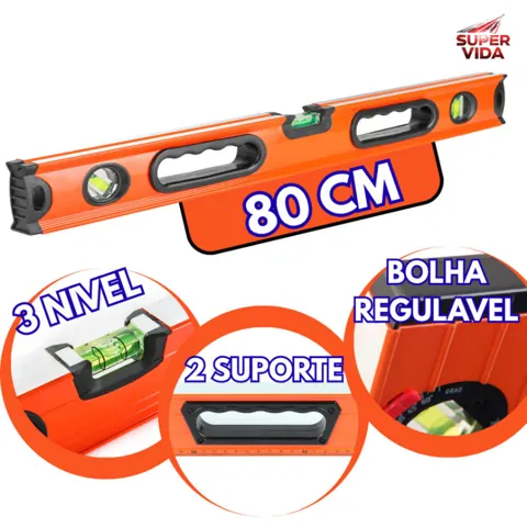 Foto do anúncio: Nível Bolha Alumínio Prumo E Nível Com Imã 30/40/60/80/100cm 3 Bolhas para Obras Reformas