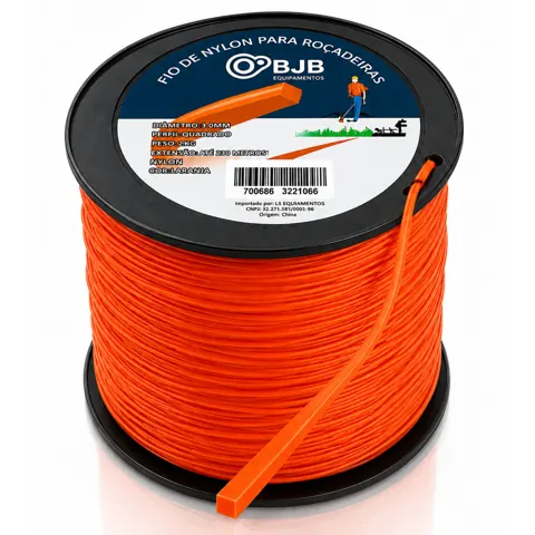 Foto do anúncio: Fio de Nylon Quadrado 3mm 230m Laranja Multimarcas Para Roçadeira Universal - Resistente e Durável - Bobina com 2 kg