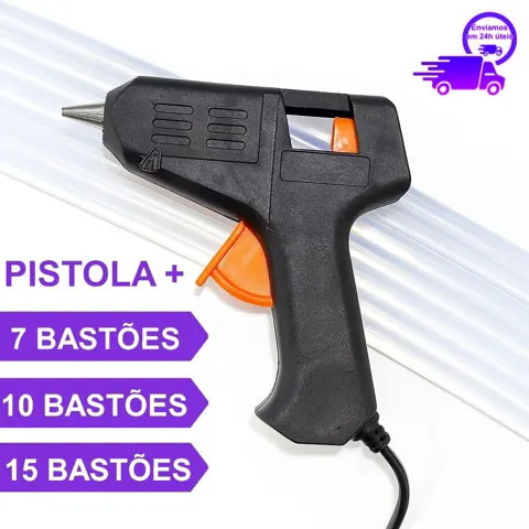 Foto do anúncio: Kit Pistola Cola Quente Pequena Bivolt 10W + 7, 10 ou 15 Bastões 7mm Quantidade Aplicador Artesanato
