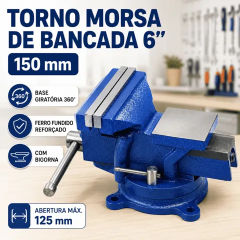 Foto do anúncio: Torno Morsa de Bancada 6" 150 mm Giratória C/ Bigorna