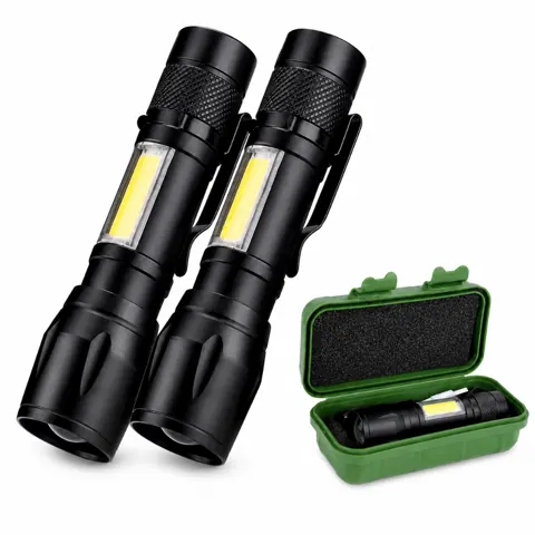 Foto do anúncio: Kit 2 Mini Lanternas Tática LED COB Recarregável USB Zoom Forte Bolso