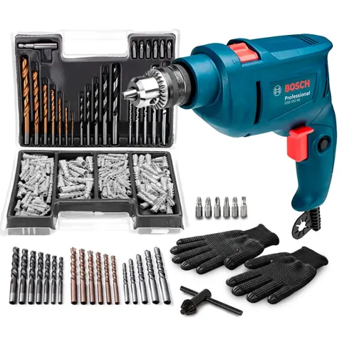 Foto do anúncio: Furadeira De Impacto GSB 450 RE STD Bosch 450w + Kit Maleta Com 300 Pçs E Acessórios