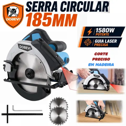 Foto do anúncio: 110v/220v Serra Circular Profissional 1580w para Madeira com Guia Laser E Disco, Dobevi