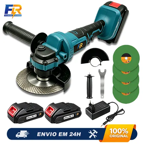 Foto do anúncio: Esmerilhadeira Lixadeira Portátil 100mm 48V para Reformas com 2 Baterias e 4 Discos