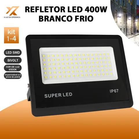 Foto do anúncio: Refletor LED 400W Holofote Super Potente à Prova d'Água Área Externa Luz Branco Bivolt IP67