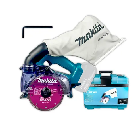 Foto do anúncio: Serra Mármore a Bateria Makita 18V LXT 125mm com Maleta Coletor de Pó Chave Sextavada Corte Preciso