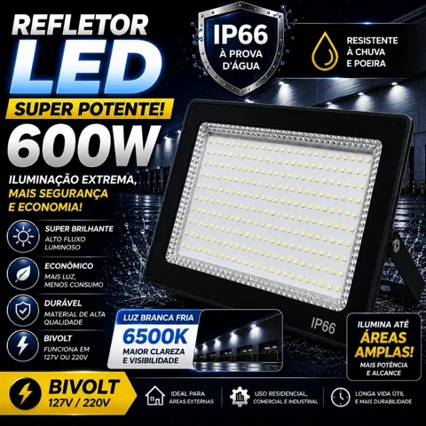 Foto do anúncio: Refletor LED À Prova D'Água IP66 Holofote Branco Frio Bivolt 200W 300W 400W 500W 600W