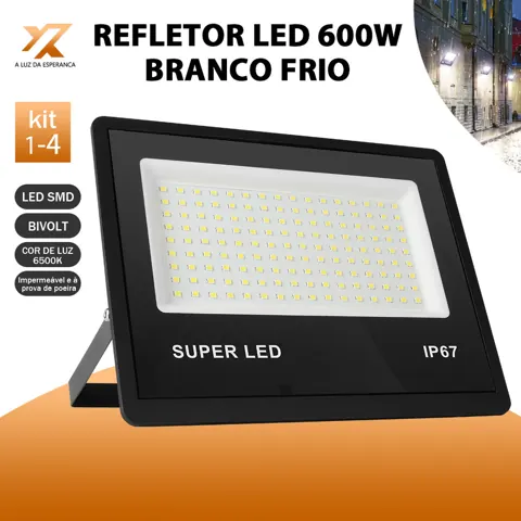 Foto do anúncio: Refletor LED 600W Holofote Super Potente à Prova d'Água Área Externa Luz Branco Bivolt IP67