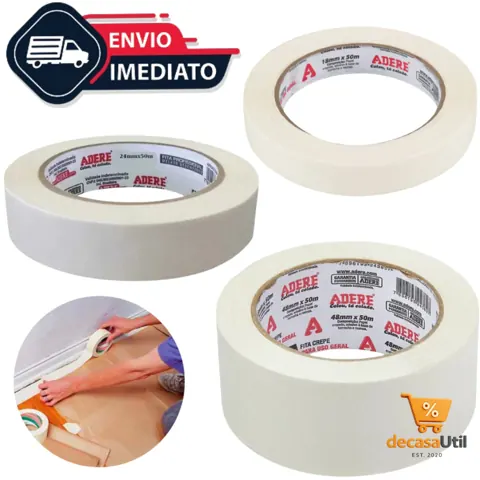 Foto do anúncio: Fita Crepe Uso Geral Adesiva Branca 50 Metros Artesanato Marcação Artes Paredes 24mm 36mm 48mm