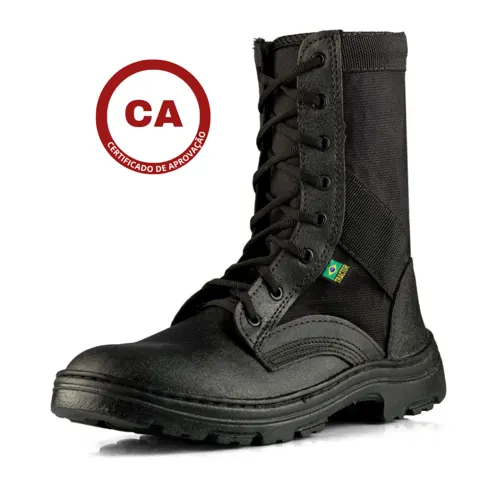 Foto do anúncio: Bota Coturno Segurança, em Couro e Lona com CA, Conforto, Durabilidade, Estilo Militar