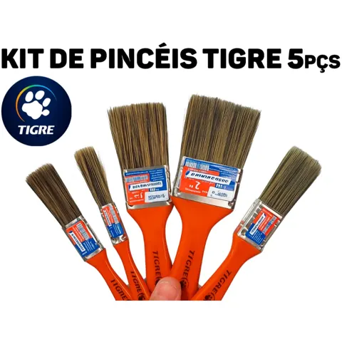 Foto do anúncio: Kit De Pinceis Para Pintura Tigre 5 Und Trincha Profissional De Pintar Parede Pincel Pintar Casa
