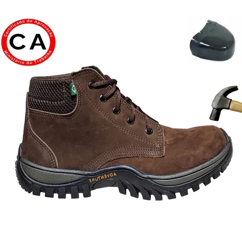 Foto do anúncio: Bota Segurança Botina Trabalho Epi Em Couro Legitimo Com Biqueira Pvc