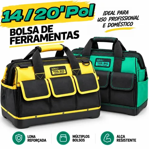 Foto do anúncio: Bolsa de Ferramentas Profissional 14/20 Polegadas Multiuso Caixa de Ferramentas Maleta Organizadora Tecido Resiste
