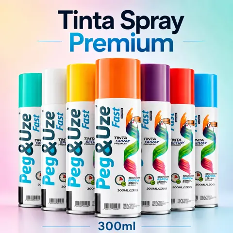 Foto do anúncio: Tinta Spray Peg&Uze Premium 300ml Uso Geral ou Alta Temperatura Secagem Rápida Alta Cobertura Acabamento Profissional