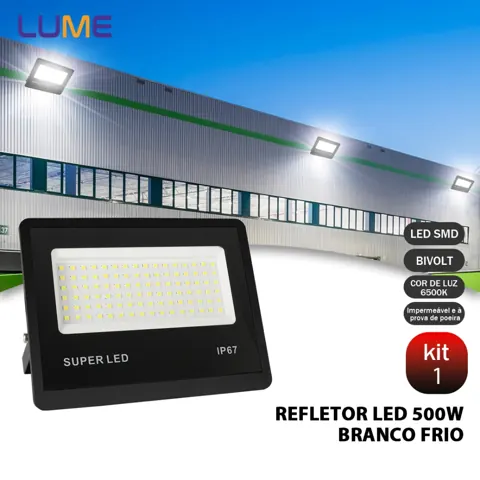 Foto do anúncio: KIT 1 a 4 Refletor LED 500W Holofote Super Potente à Prova d'Água Área Externa Econômico Bivolt IP67