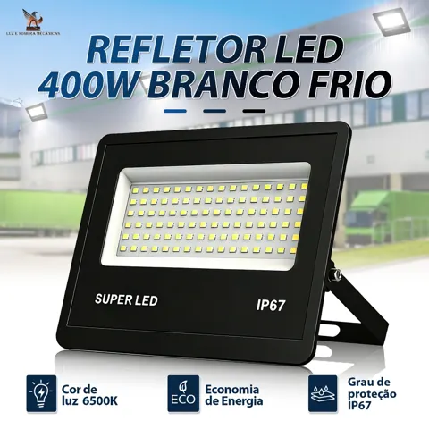 Foto do anúncio: Refletor LED 400W Holofote IP67 à Prova d’Água Bivolt Super Brilhante 6500K Economia Vida Longa