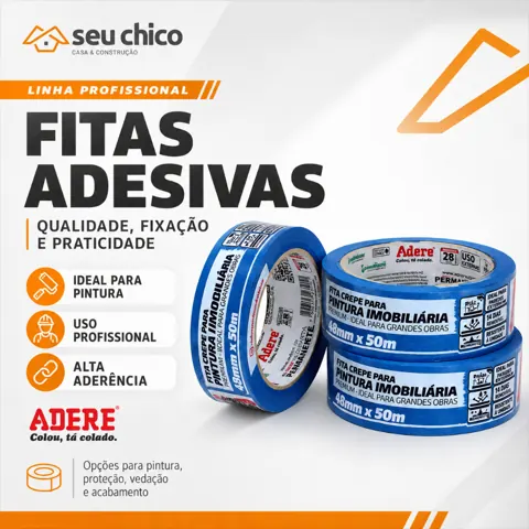 Foto do anúncio: Fita Crepe Azul Neon ADERE Pintura Imobiliária Parede Larga e Fina Tinta Pintura Parede