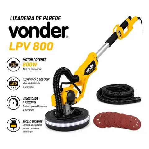 Foto do anúncio: Lixadeira de Parede com LED 800W Girafa para Gesso Drywall Massa Corrida LPV800 Vonder