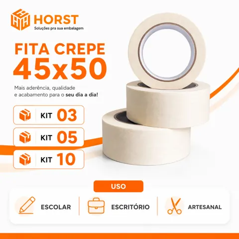 Foto do anúncio: Fita Crepe Branca 45mm x 50m – Ideal para Pintura e Uso Geral | Kit 03 / Kit 05 / Kit 10