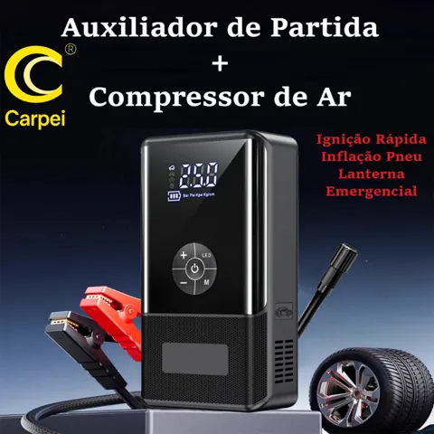 Foto do anúncio: 4 em 1 - Auxiliador Partida Compressor de Ar PowerBank Portátil Multifuncional Carregamento 12V