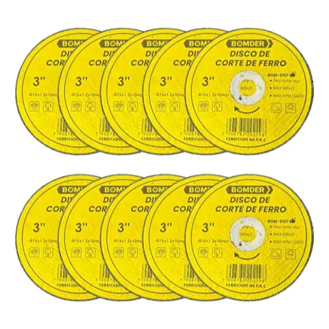 Foto do anúncio: Kit 10 Discos De Corte Ferro Metal Bom-5107 3 Pol Amarelo Bomder