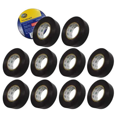 Foto do anúncio: Kit 10 Fita Isolante 19mm 5m Rolo Resistente Fogo Umidade Hella