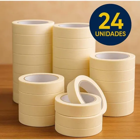 Foto do anúncio: Kit 24 Rolos Fita Crepe 19mm x 10m para Pintura e Mascaramento Kits com 24 rolos