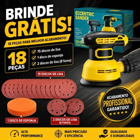 Foto do anúncio: Venda Quente! Lixadeira Roto Orbital Profissional 300W Bivolt Acompanhado De Maleta E 16 Lixas Brindes