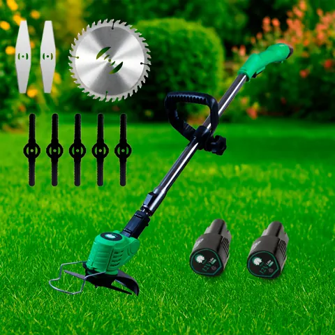 Foto do anúncio: Roçadeira Aparador Cortador De Grama Elétrico Bivolt 110v/220v 2 Baterias Recarregável Kit Completo