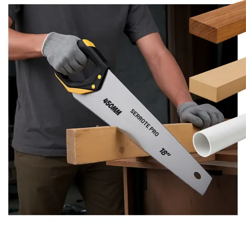 Foto do anúncio: Serrote Bimaterial Resistente Qualidade Madeira Mdf Pvc Preto e amarelo 45cm