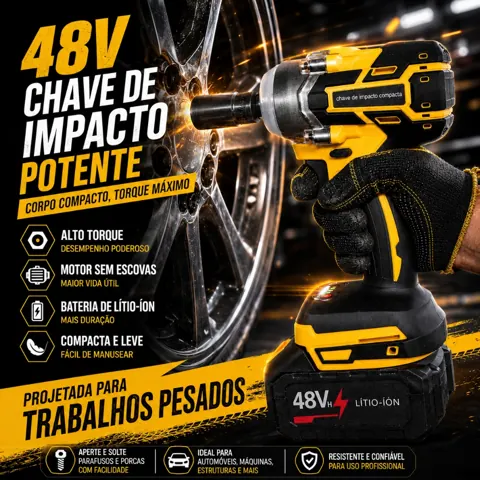 Foto do anúncio: Chave De Impacto Sem Fio 2 Baterias E Soquetes 48V 2 Baterias E Vários Soquetes